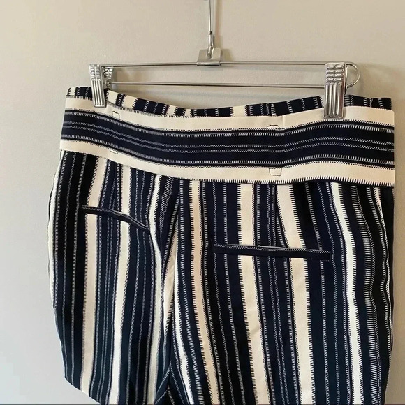 NWT H&M High Waist Navy Striped Wide  Leg Shorts Tie Belt Waist - Picture 7 of 16